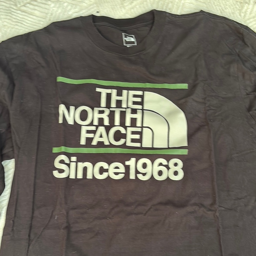 The North Face Black Tee with Green and White Logo